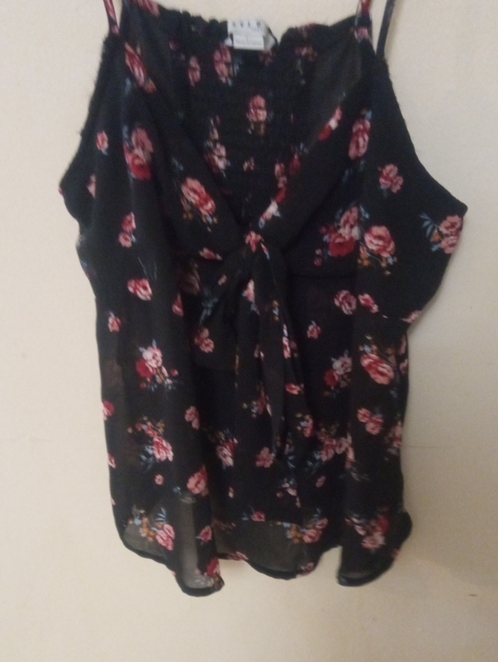 Black Floral Tie-Front Camisole